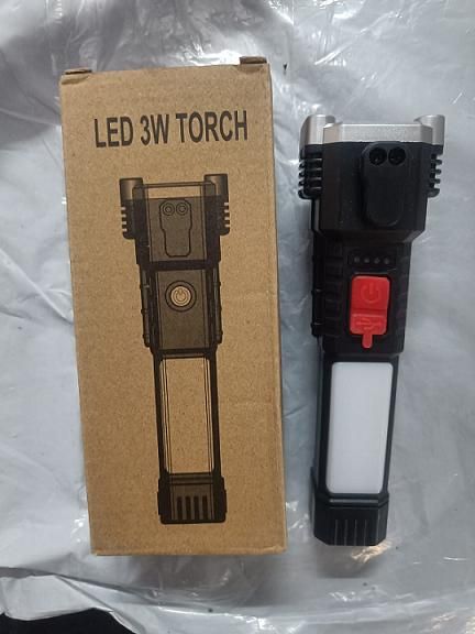 Military Survival LED Flashlight by Dealscartt showing a compact black flashlight with adjustable focus and durable construction.