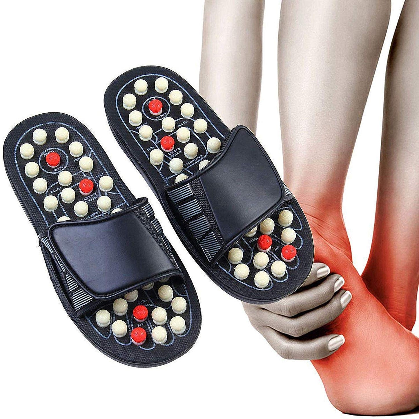 Roposo Clout acupressure and magnetic therapy slippers with cushioned soles and adjustable straps for comfort.