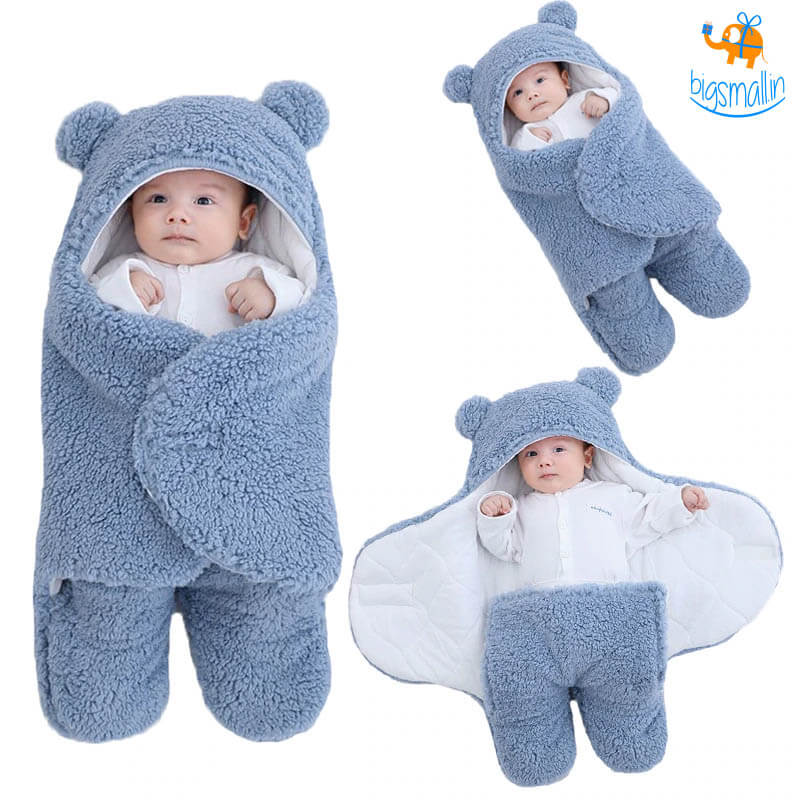 Soft plush baby wrap blanket from Dealscartt, cozy bedding accessory for newborns and infants, gentle and warm fabric.