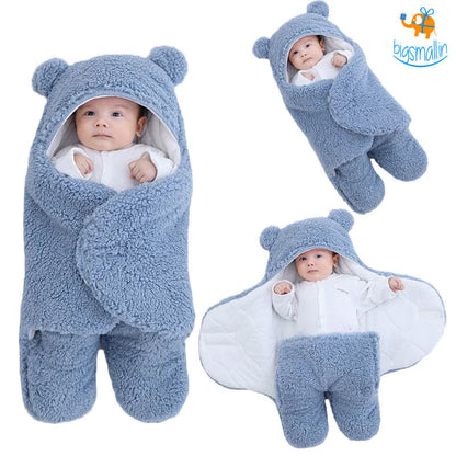 Soft plush baby wrap blanket from Dealscartt, cozy bedding accessory for newborns and infants, gentle and warm fabric.