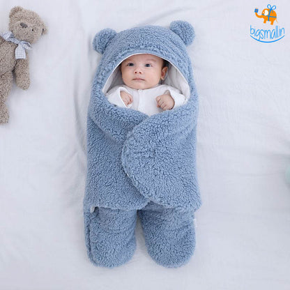 Soft plush baby wrap blanket from Dealscartt, cozy bedding accessory for infants, with gentle fabric and warm, comfortable design.