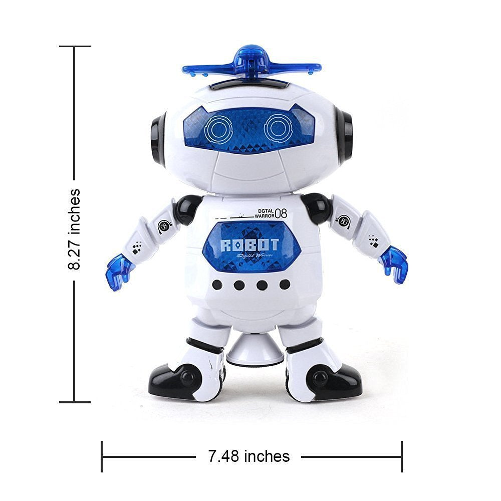 Dancing robot with 3D lights and music from Dealscartt, featuring colorful LED lights and a playful, animated design.