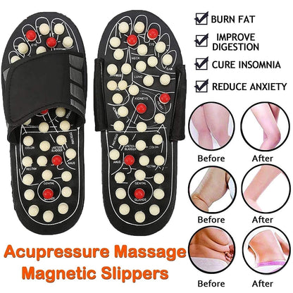 Roposo Clout acupressure and magnetic therapy slippers with cushioned soles, designed for foot massage and relief.