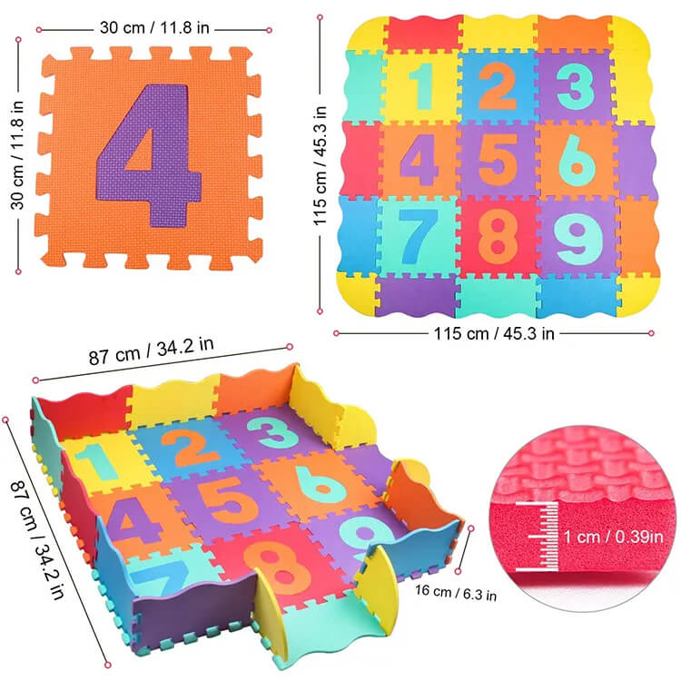 Colorful baby puzzle play mat by Dealscartt, featuring interlocking foam pieces for infants' play and developmental activities.