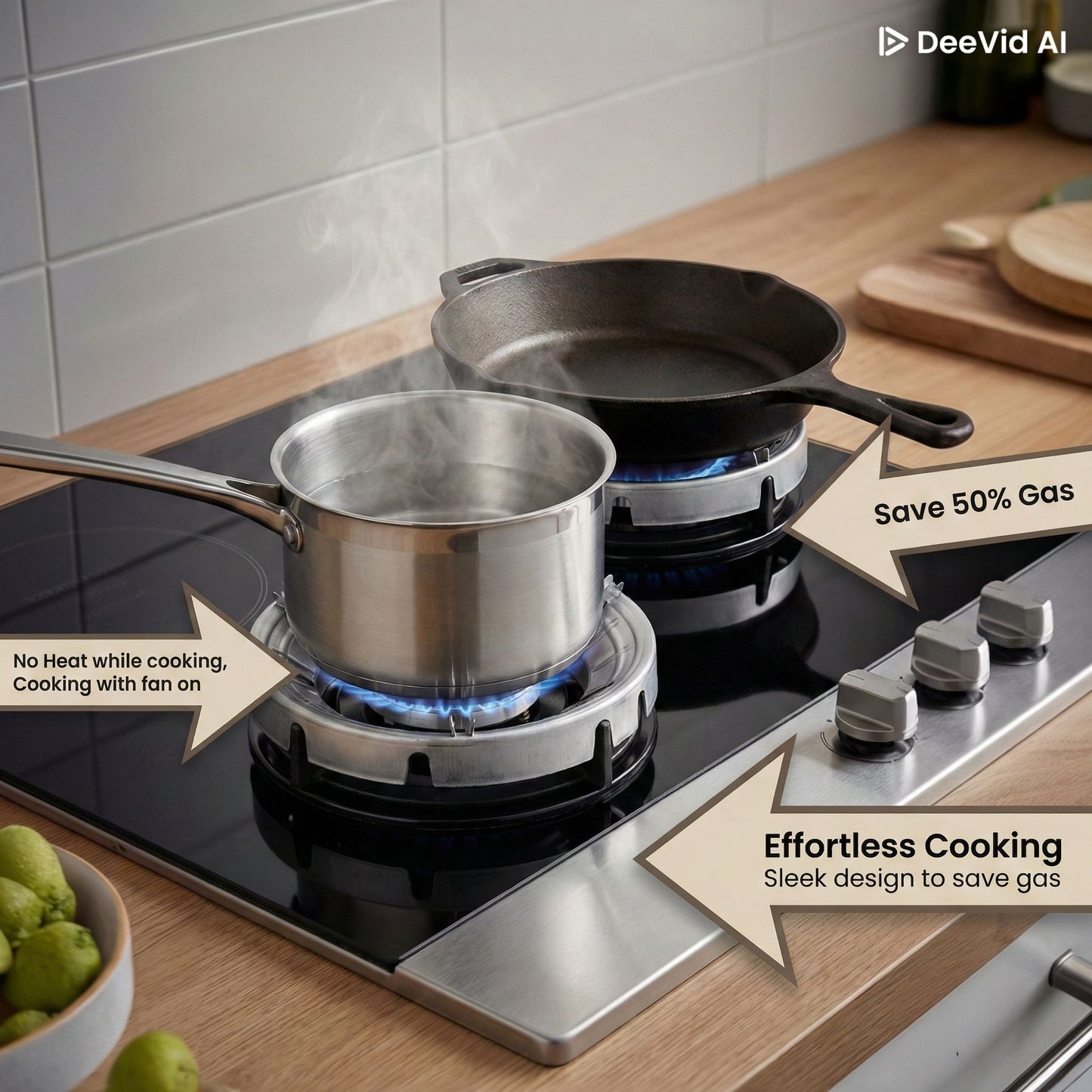 Kitchen Gas Saver Stand by Dealscartt, showcasing its sturdy metal design and compact size for efficient gas saving.