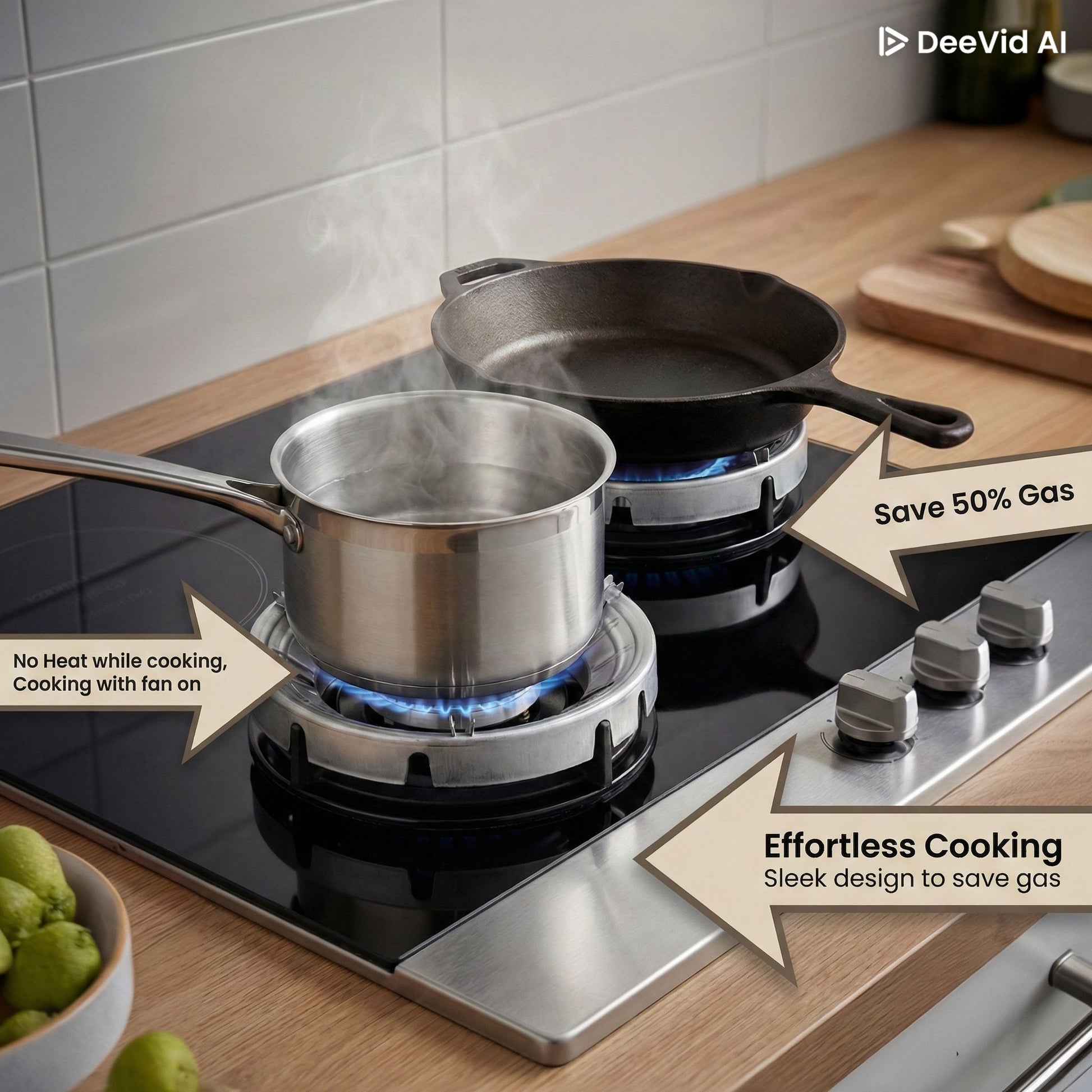 Kitchen Gas Saver Stand by Dealscartt, showcasing its sturdy metal design and compact size for efficient gas saving.